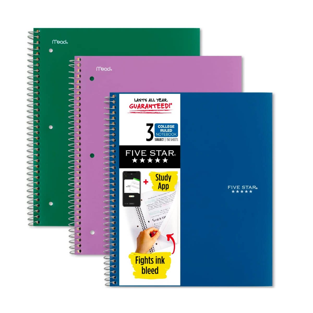 Five Star Notebook Standard Colors 3 Subject